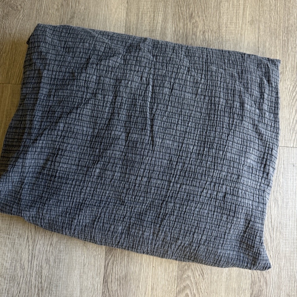 RH Teen Garment Washed Matelasse Organic Cotton Duvet Cover Twin Navy $275 Orig